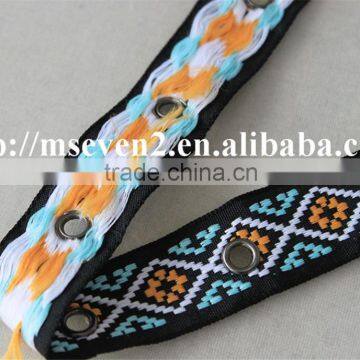 Good Looking Multicolor Embroidery Diamond Pattern Metal Eyelet Ribbon for Sale