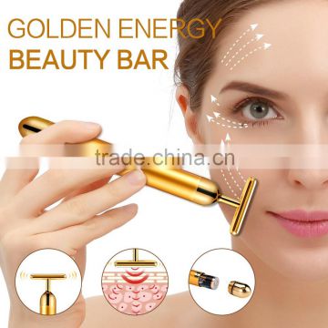 ZL-S1630 24k gold energy facial Vibrating bar face Massage lifting machines T shape Women beauty bar