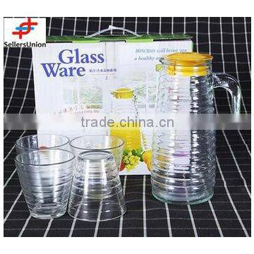 No.1 yiwu & ningbo exporting commission agent wanted 1L drinking water/juice jug set with 4 glass cups