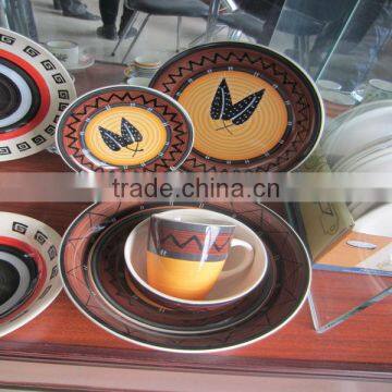 Handpainted Flower Design color warm Round Stoneware Dinnerware Sets