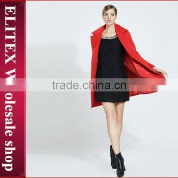 2015 Fashion Red Sexy Ladies Woven Wool Fabric For Winter Overcoat