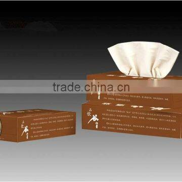 Unbleached natural material box facial tissue