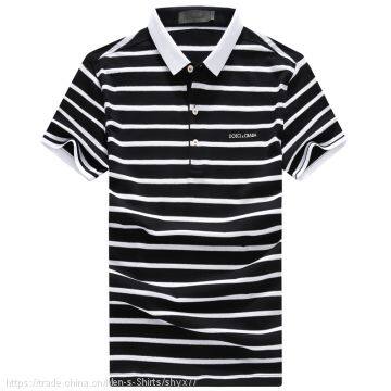 Men's T-shirt T-shirt Lapel Burst Men's Summer Business New Stripe Short Sleeved Polo Shirt photo-3