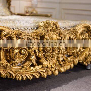 Luxury European French Style Bedroom Furniture Set, Antique Carved Gold Wood Fabulous Gorgeous Bedroom Set photo-6