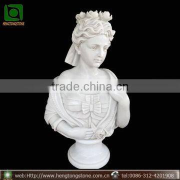 White Marble Carved Beautiful Female Head Bust Statue