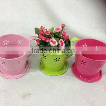 Ornamental small metal flower cup and saucer planter