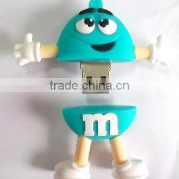 custom creative usb flash drive shell PVC soft plastic usb stick Cute cartoon M beans little U disk shell