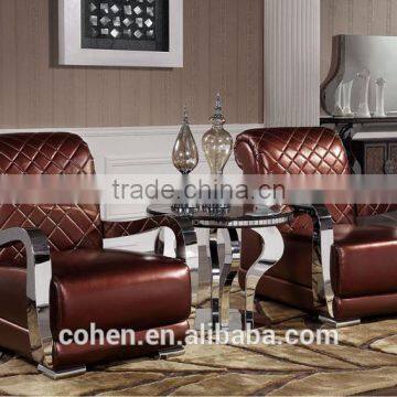 Round Shape Stainless Steel Corner/tea Table With Stone Marble Top B108-2