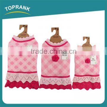 Cheap Dog Clothes Bulk Winter Pink Hand Knit Female Dog Sweater Dresses photo-2