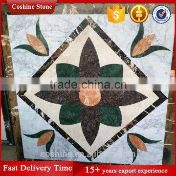 Flower Design Mixed Color White Gray Marble Waterjet Tile photo-2
