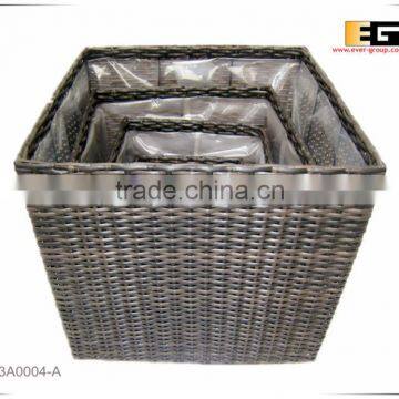 PE/Plastic Rattan Square With Liner Deco Flower Vase photo-2