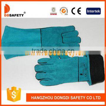 DDSAFETY 2017 Green Leather Working Glove With Two Piece Back