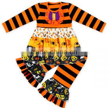 2017 Lovely Ruffled Girls' Clothing Sets Long Sleeve Cotton Dress And Pants Two Piece Outfits Boutique Children Clothing Sets photo-4