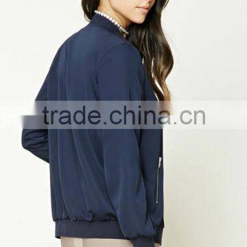 Korean Clothing Style Lady Winter New Model Blue Fashion Baseball Coat Longline Bomber Jacket Wholesale China Manufacturers photo-4