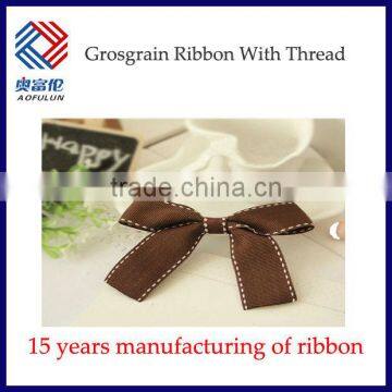 3/8'' Chocolate Color Grosgrain Ribbon With Thread For Bow