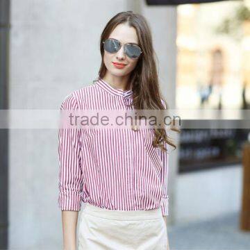 2016 high quality cuatomized fashionable stripe women shirt