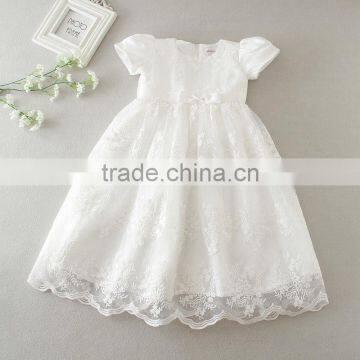 New arrival baby Clothes wholesale Hot sale tulle cheap 2017 Children's Boutique short sleeve white summer elegant dress