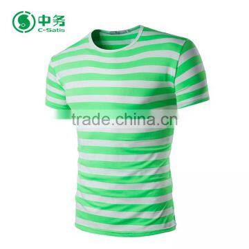 Wholesale Custom Summer O-Neck Short Sleeve Red and White Mens Striped T Shirt photo-3