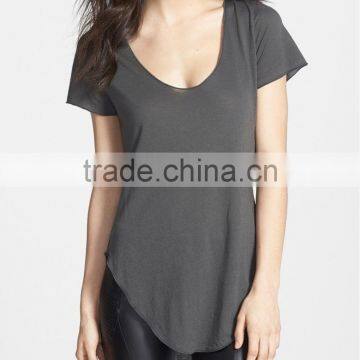 wholesale womens gym apparel long Tee fashion street Wear Curved Hem lightweight T shirts Custom ladies Girls wholesale