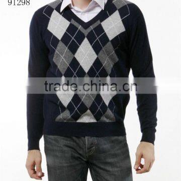 intarsia knitting cashmere sweater design for man