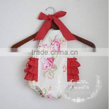 Wholesale Baby Clothes Summer Baby Romper Floral Ruffle Design Bodysuit