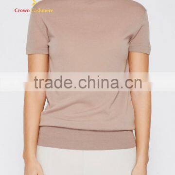 Short Sleeve Turtleneck Knitted Wool Sweater For Women