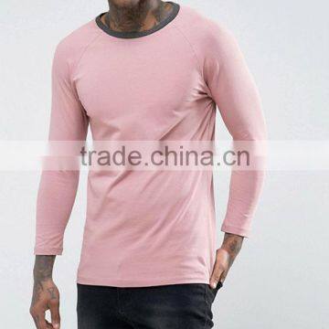 China Apparel Wholesale 2017 Fashion Men Raglan Long Sleeve Solid Color Fit T Shirts photo-5