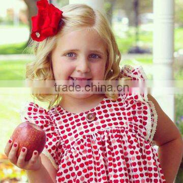 Apple Printed Lace Ruffles Sleeves Girls Party Dresses Best Selling Products 2017 In USA photo-3