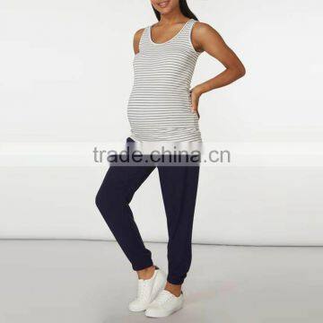 Navy Woven Overbump Wholesale Maternity Leggings Clothes photo-3