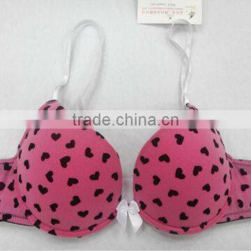 fashion bra with heart flock print/beautiful bra sexy bra design