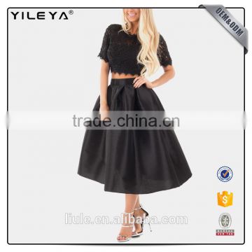 big hem designed black stain pleated elegant lady skirt