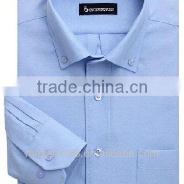 2017 Latest Long Sleeve Full Cotton Light Blue Button Down Oxford Shirt photo-2