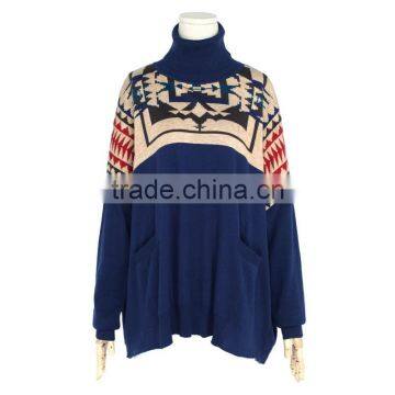 Adult Turtle Neck Christmas Blue Sweaters Pullover photo-3