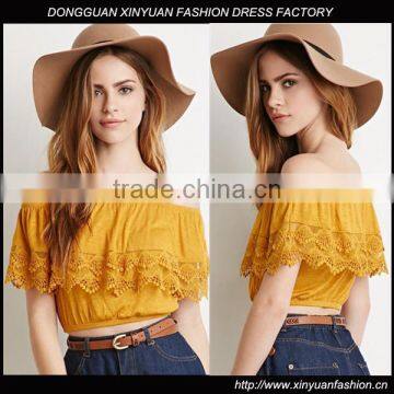 ladies casual tops off shoulder latest design pretty women clothing wholesale