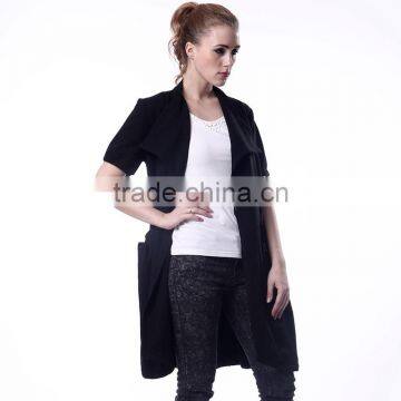 Spring Women's Casual Trench Coat Solid Long Sleeves Turn-down Collar Outerwear Open Stitch Thin Loose Coat photo-4