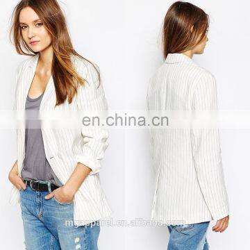 2015 Fashion winter clothes pinstripe double breasted woven women blazer