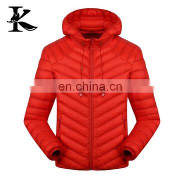 Apparel red sport down coat fabric ultralight mens down jacket for winters