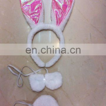 Pink Easter bunny ears headgear headband/white rabbit headdress MPA-0165