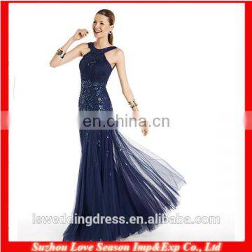 HC4243 The Whole Sale A-line Sleeveless Applique Jewelry Neckline Royal Blue Bottom Tull Fish Cut Evening Dresses