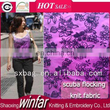 Shaoxing Winfar DTY Flocked Velvet Textile Printed Knitted Scuba Fabric for Garment photo-2