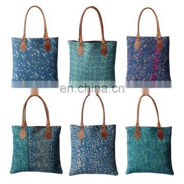 Wholesale Indigo Sari Kantha Tote Bags Sari Kantha Hand Bags