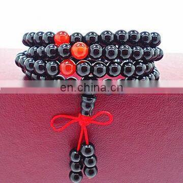 New Natural Black Agate Stone Beads Bracelets with Crystal Ball Elastic Rope Chain lover Bangles black tourmaline agate