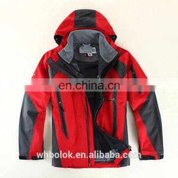 OEM mens outdoor mountain jacket with hood waterproof windproof zipper jacket