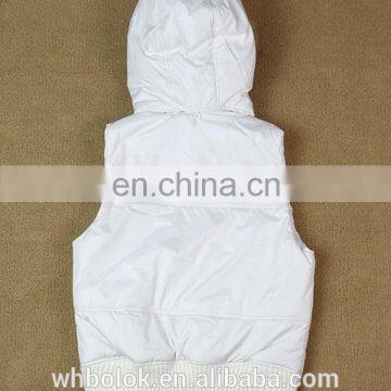 Womens Quilted White Waistcoat With Hood Padding Vest