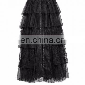 Gothic victorian Punk Rave black long skirt-crinoline Q-317