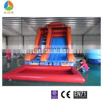 Newest design water slides for sale, giant inflatable water slide with pool for sale