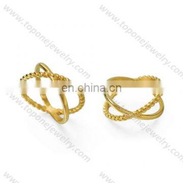 2017 stainless steel gold plated crucifix spinner criss cross ring