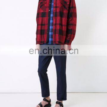Red and Black Checked Shirt From Sacai Featuring a Front Button Fastening for Men Shirt. photo-2