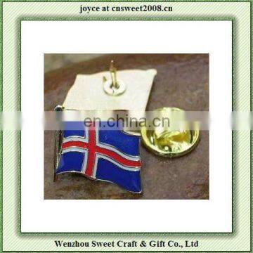 Iceland single flag metal lapel pin with butterfly clutch