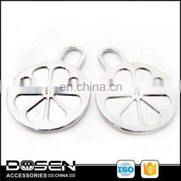 Silver Lovely Orange Fruit Zipper Puller Zipper Wholesale Price Metal Zipper Slider Pendant Round Zip Pulls with Custom Logo